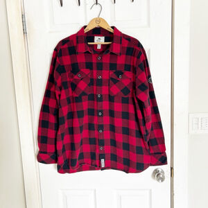 Men's Roots Flannel Red & Black Plaid Shirt 2XL Long Sleeve Fall/Winter Wear